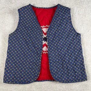 Reversible Handmade Quilt Vest Patchwork Star Back Vintage Cottagecore Boho OS